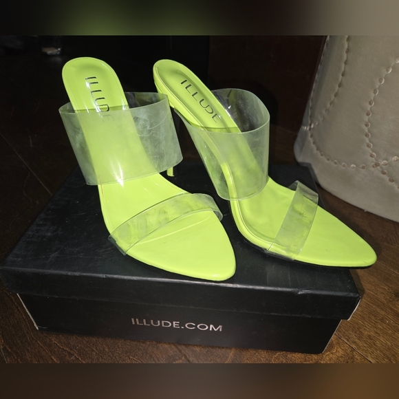 Illude Shoes - ILLUDE Women's Lime Green See-through Heels Size 7